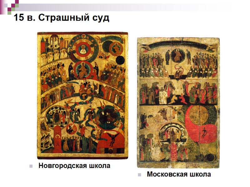 15 в. Страшный суд Новгородская школа Московская школа 15 в. Страшный суд Новгородская школа Московская школа